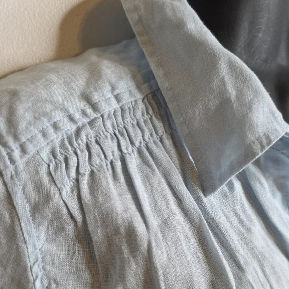 Sky Blue Linen J. Jill Button Down Shirt Medium - Picture 2 of 7